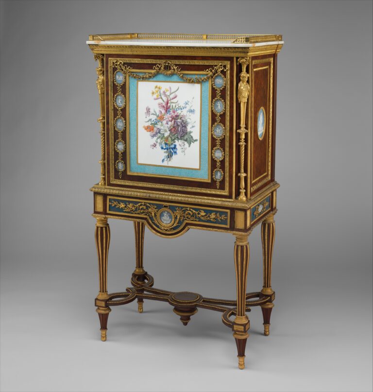 Drop-front desk with fine marquetry